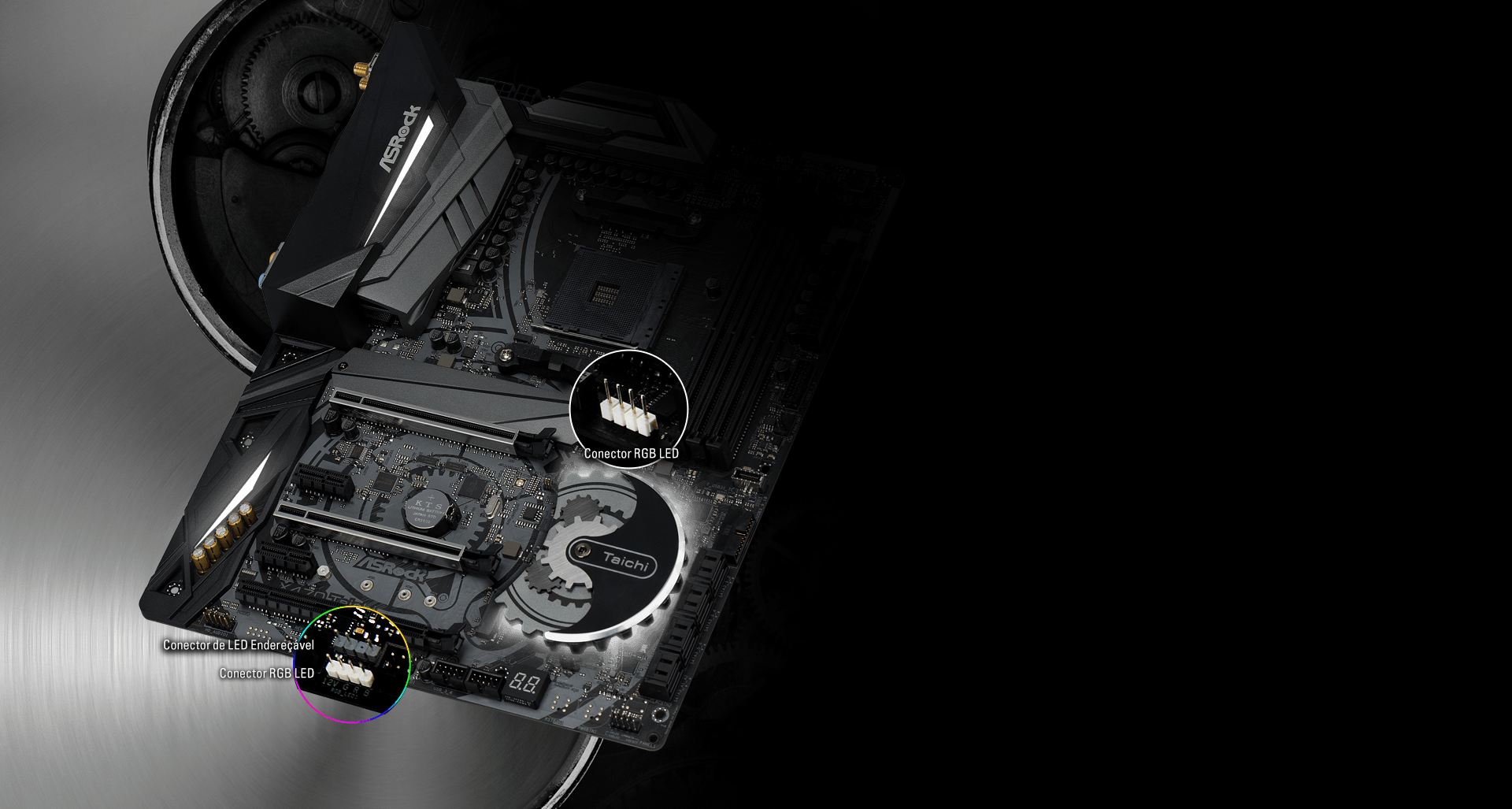 【動作品】AsRock X470 Taichi Placa Mãe ASRock X470 Taichi Wifi, Chipset X470, AMD AM4, ATX, DDR4